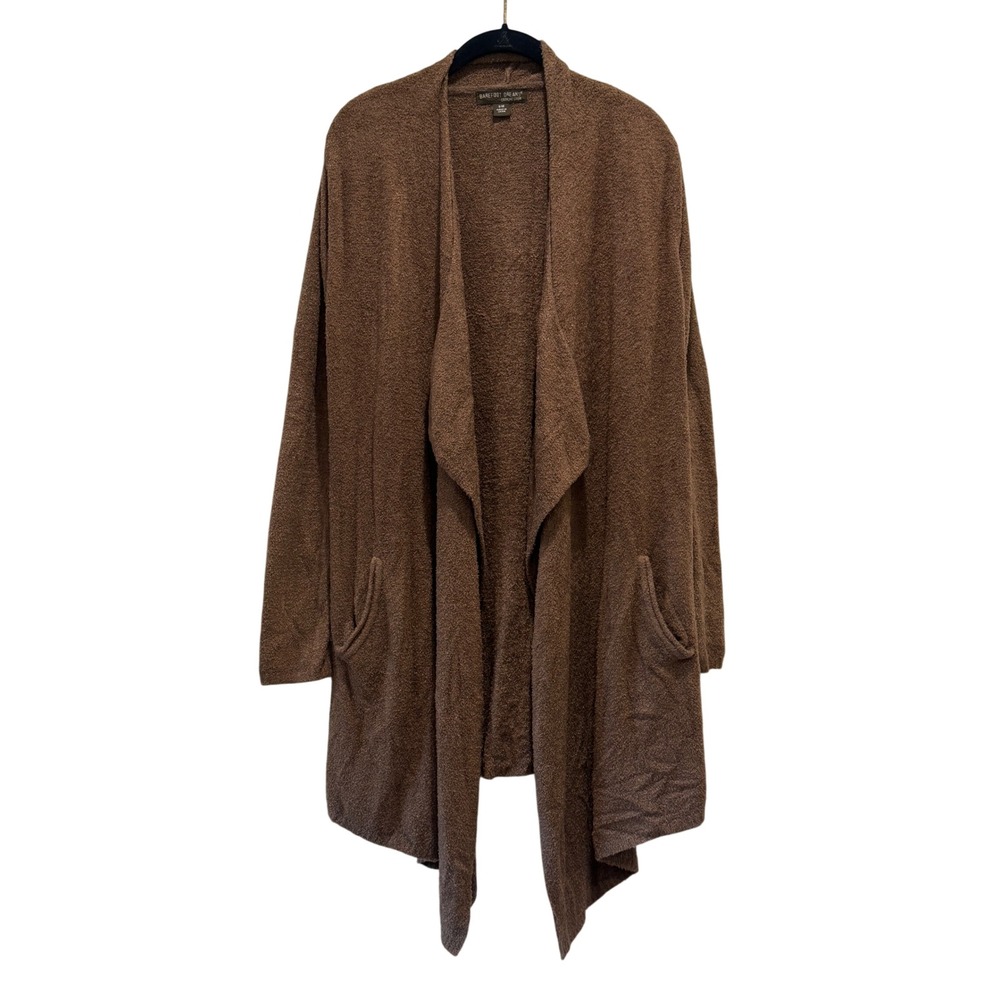 Barefoot Dreams Cardigan Women S/M Brown CozyChic Lite Draped Open Front EUC